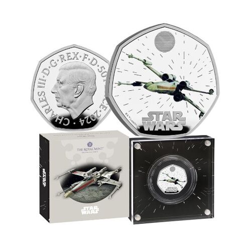 2024 50p Star Wars X-Wing UK Silver Proof Colour Coin