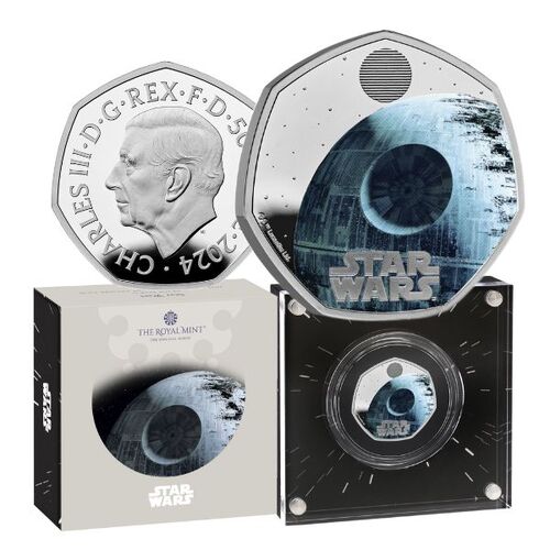 2024 50p Star Wars Death Star UK Silver Proof Colour Coin