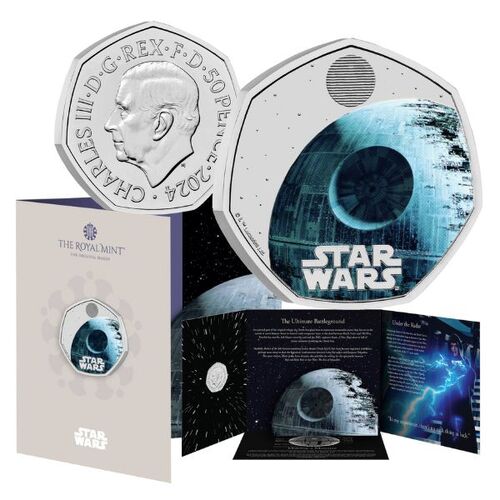 2024 50p Star Wars Death Star UK Coloured BUNC