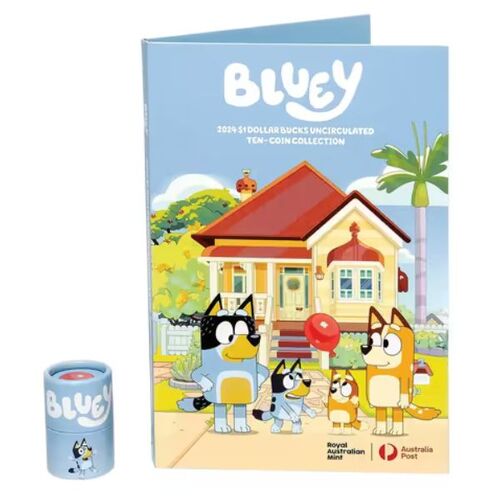 2024 Bluey 10 Coin Tube and Collectable Folder Set