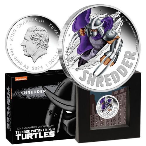 2024 $1 Teenage Mutant Ninja Turtles Shredder 1oz Silver Proof Coloured Coin