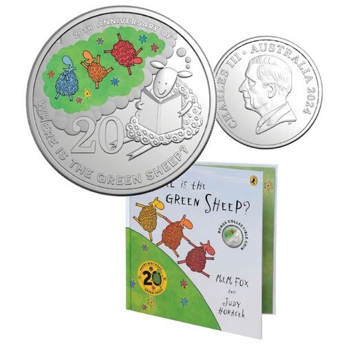 2024 20c 20th Anniversary of Where is the Green Sheep? Coloured Uncirculated Coin - Special Edition Book