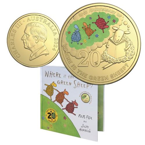 2024 20c 20th Anniversary of Where is the Green Sheep? Gold-Plated Coloured UNC- Deluxe Special Edition Book