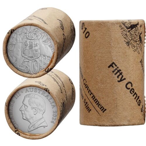 2024 50c King Charles III Circulated Non-Premium Coin Roll