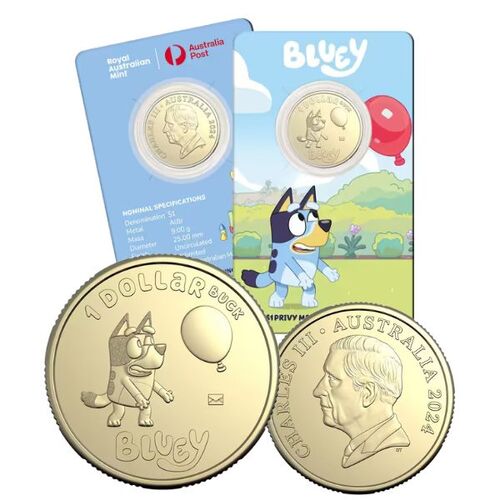 2024 $1 Bluey Privy Mark Coin in Card