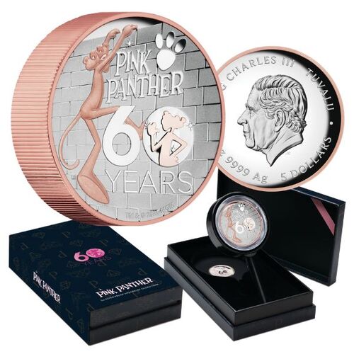 2024 Pink Panther 60th Anniversary 5oz Silver Proof High Relief Gilded