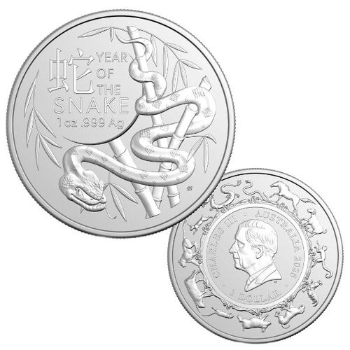 2025 $1 Lunar Series - Year of the Snake 1 Oz Fine Silver Bullion Coin