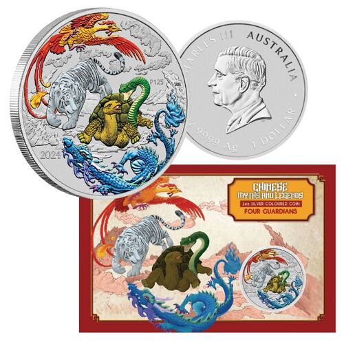 2024 Chinese Myths and Legends - Four Guardians 'Hong' 1 Oz Silver Coloured Coin in Card