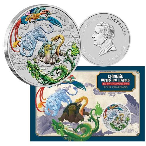 2024 Chinese Myths and Legends - Four Guardians 'Lan' 1 Oz Silver Coloured Coin in Card