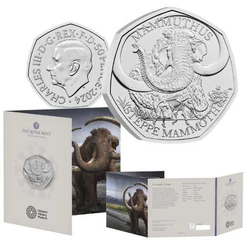 2024 50p Ice Age Giants Steppe Mammoth UK BUNC Coin