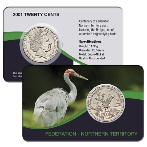 2001 20c Australia Centenary of Federation Northern Territory Cupro-Nickel Uncirculated Coin Pack Style 2