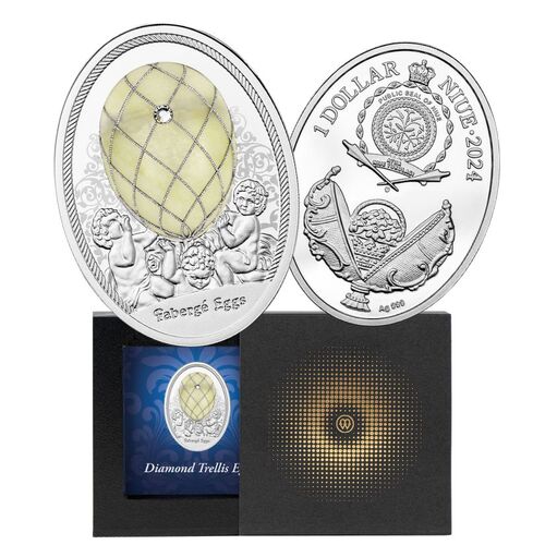 2024 DIAMOND TRELLIS EGG 16.81g Silver Proof Coin