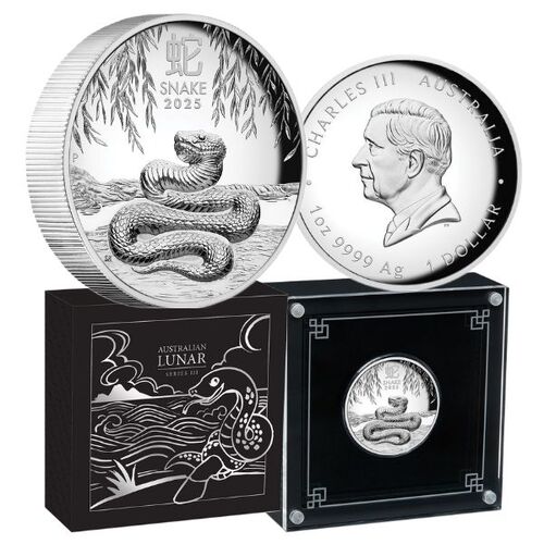 2025 $1 Year of the Snake 1 Oz Silver Proof High Relief Coin