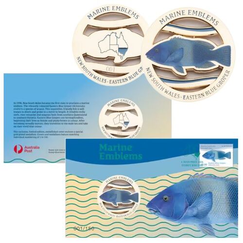 2024 New South Wales  Eastern Blue Groper Marine Emblems Limited-Edition Medallion Cover 