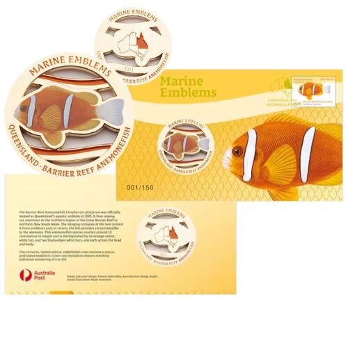 2024 Great Barrier Reef Anemonefish Marine Emblems Limited-Edition Medallion Cover Queensland 