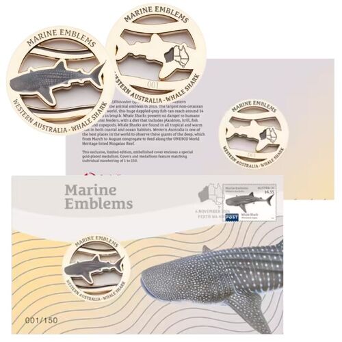 2024 Western Australia Whale Shark Marine Emblems Limited-Edition Medallion Cover 