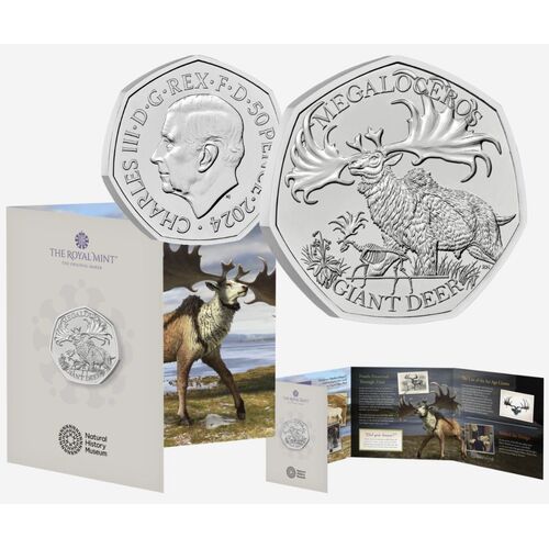 2024 50p Ice Age Giants - Giant Deer UK Brilliant Uncirculated Coin