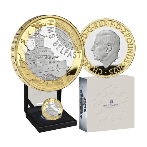 2025 £2 Iconic Navy Vessels - HMS Belfast Silver Proof Coin