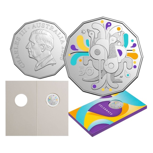 2025 50c Celebrations Coloured Uncirculated Coin 