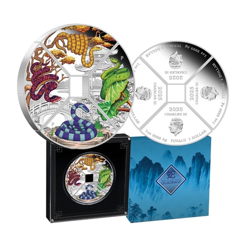 2025 Year of the Snake Quadrant 1 Oz Silver Proof Four Coin Set