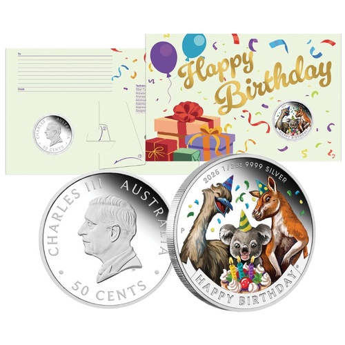 2025 Happy Birthday 1/2 Oz Silver Proof Coloured Coin