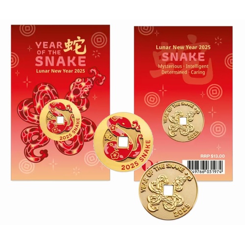 2025 Christmas Island Lunar New Year of the Snake Medallion in Card