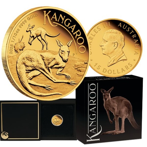 2025 $15 Australian Kangaroo  1/10oz Gold Proof Coin