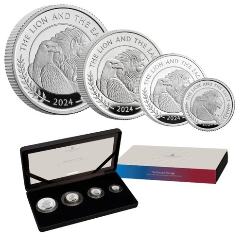  2024 The Lion and The Eagle UK Four-Coin Fractional Silver Proof Set