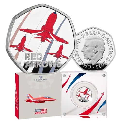 2025 50p The Red Arrows UK Silver Proof Colour Coin