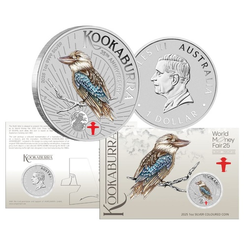 2025 World Money Fair Berlin - Show Special Australian Kookaburra 1oz Silver Coloured Coin