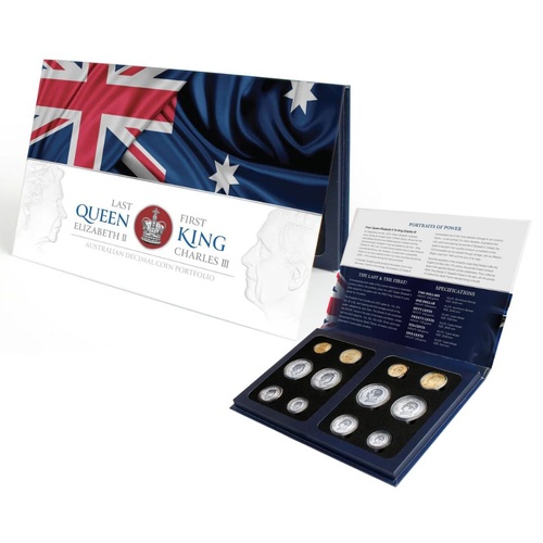  2022-2024 Australia Last Queen Elizabeth II & First King Charles III Uncirculated 12 Coin Portfolio