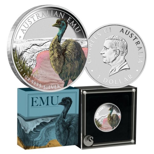 2025 Australian Emu 1 Oz Silver Coloured Coin