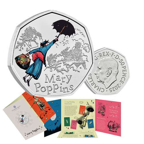 2025 50p Mary Poppins Brilliant Uncirculated Coloured Coin