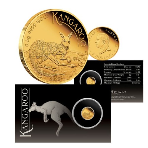 2025 Mini Roo 0.5g Gold Proof Coin in Card