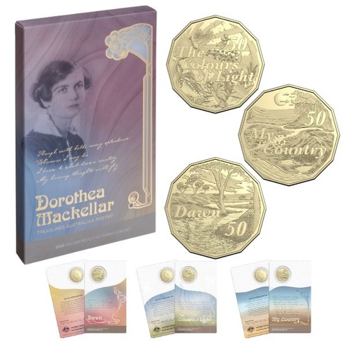 2025 50c Dorothea Mackellar Uncirculated Three Coin Collection - Treasured Australian Poetry 