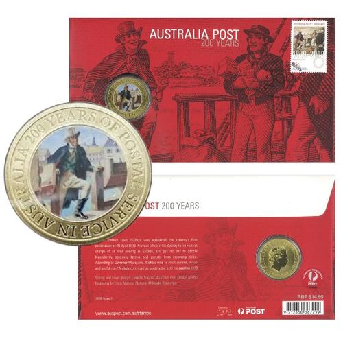 2009 $1 200 Years Postmaster Isaac Nichols Coin & Stamp PNC