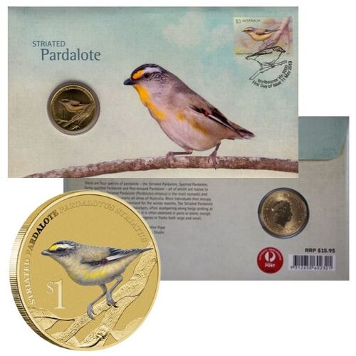  2013 $1 Birds Striated Pardalote Coloured PNC